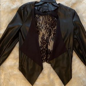 Guess faux leather and lace cardigan